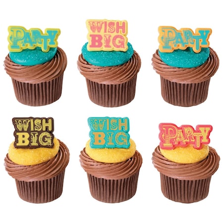 Party & Wish Big-Cupcake Rings 24/PKG Cake Topper Decor
